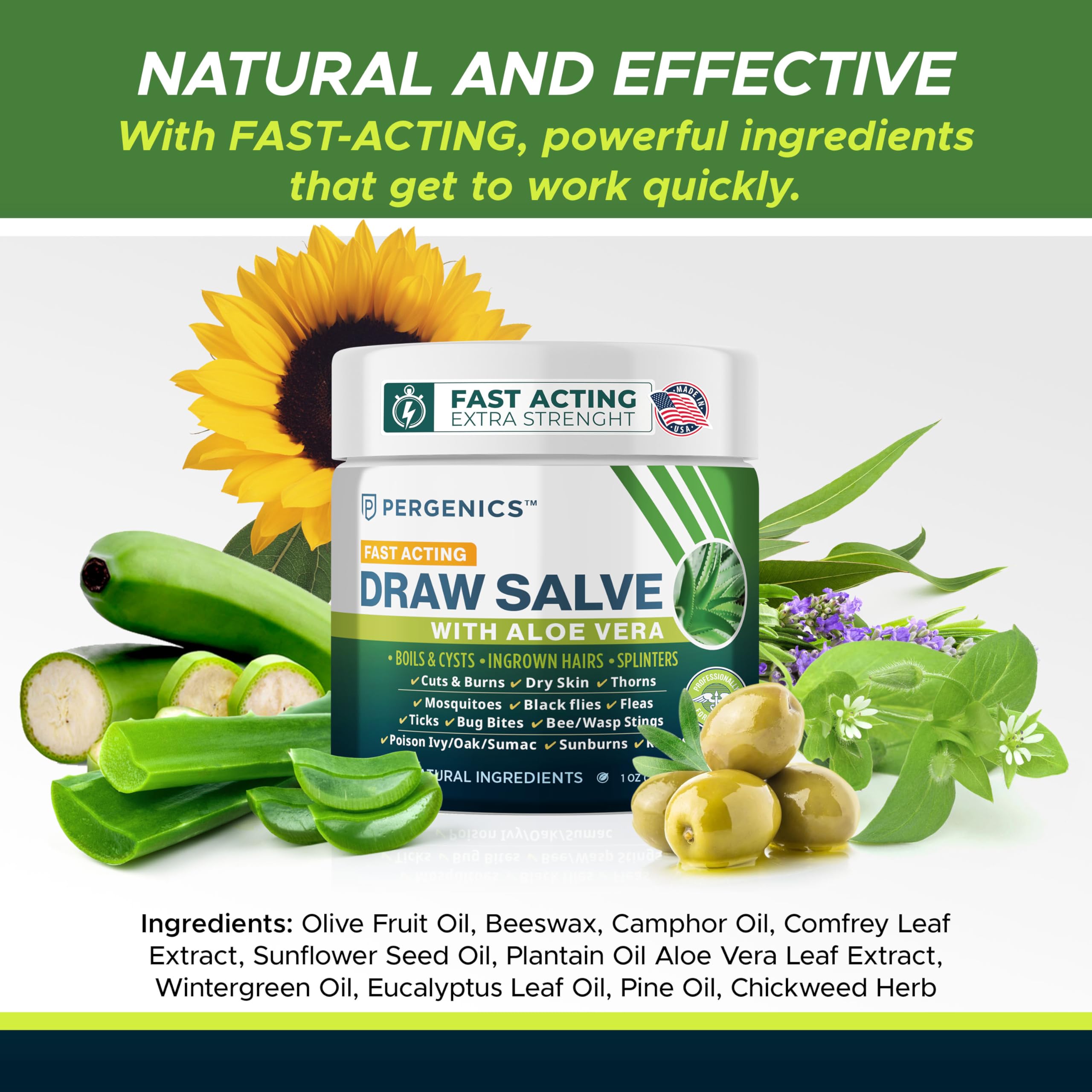 Pergenics Drawing Salve blends plant-based oils for skin hydration.