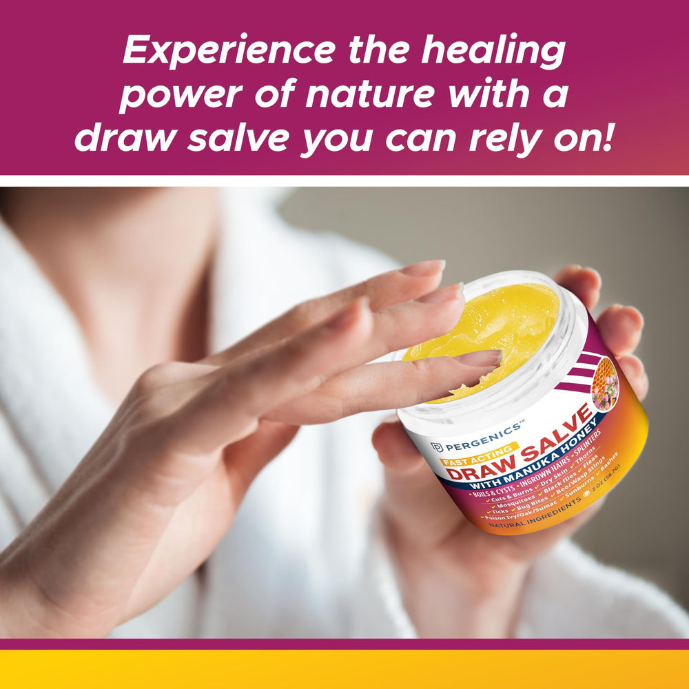 Pergenics Draw Salve 2 oz bottle for travel-friendly care