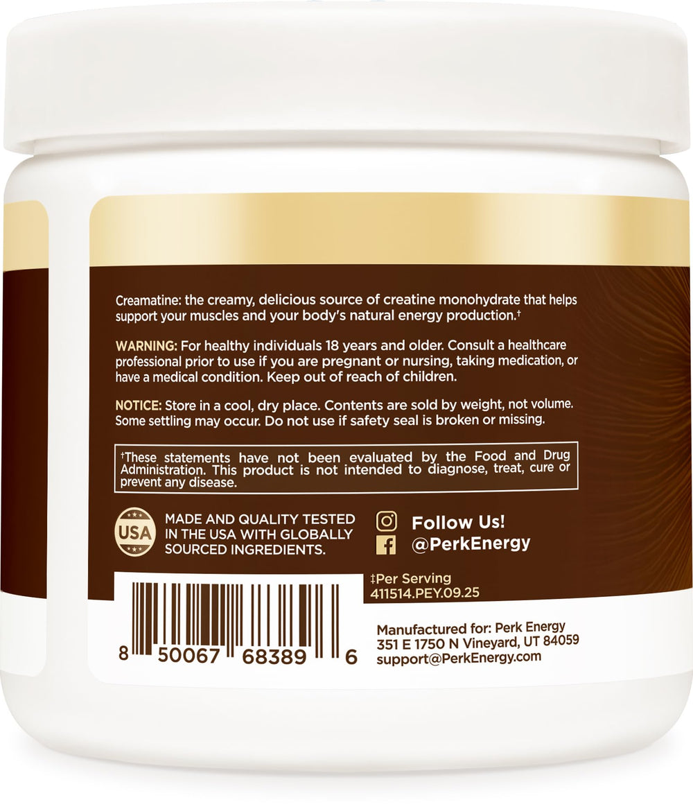 Perk Creamatine Coconut Cream blended into a smoothie for tropical flavor.