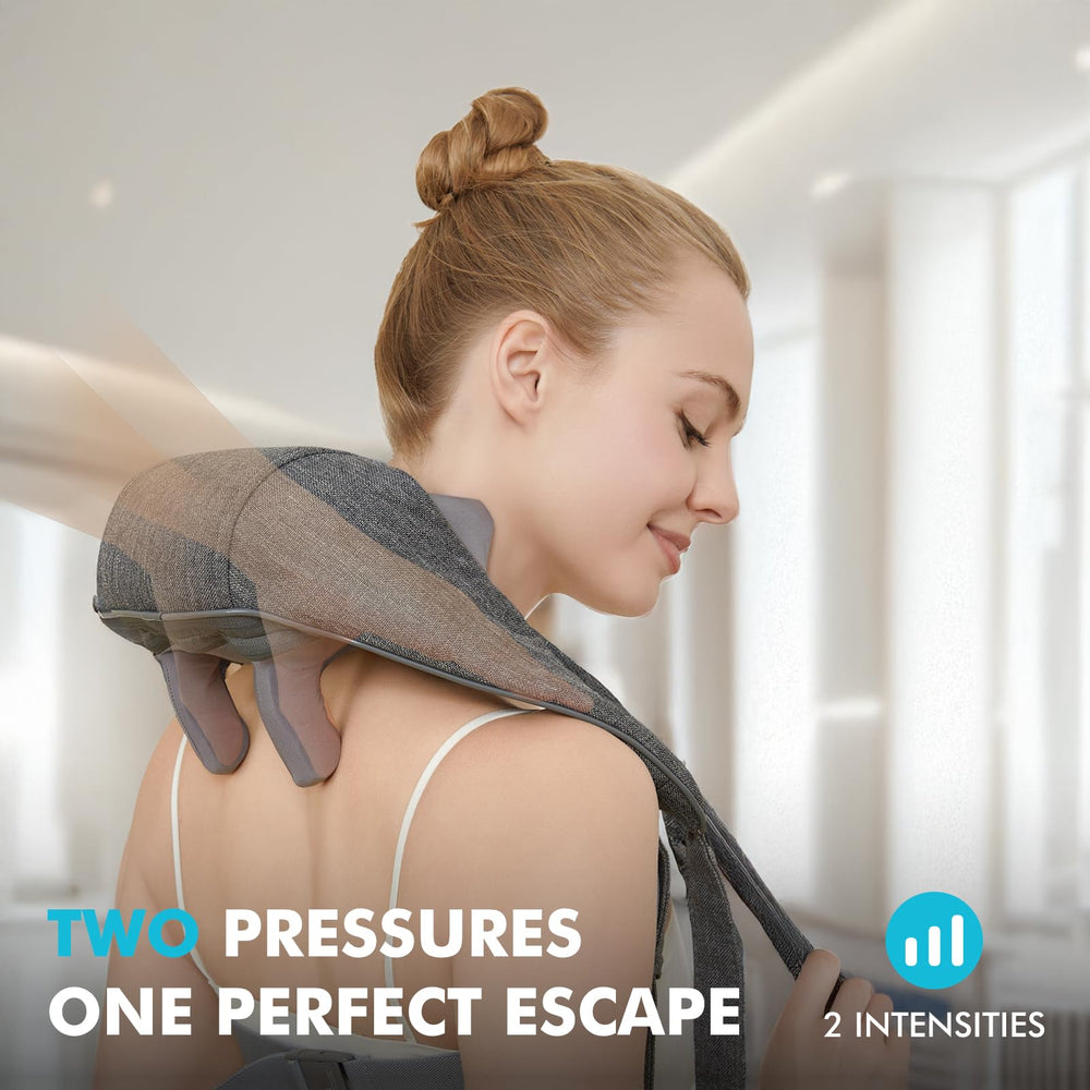 PERLEVI cordless massage on the go image ready for travel or office breaks.