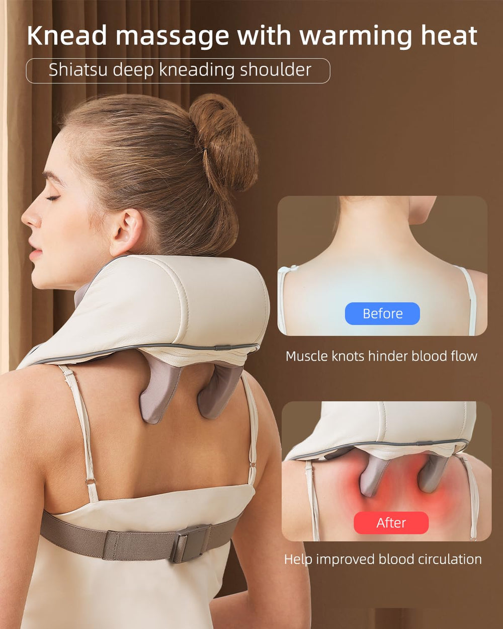 PERLEVI cordless design lets you massage anywhere without cords.