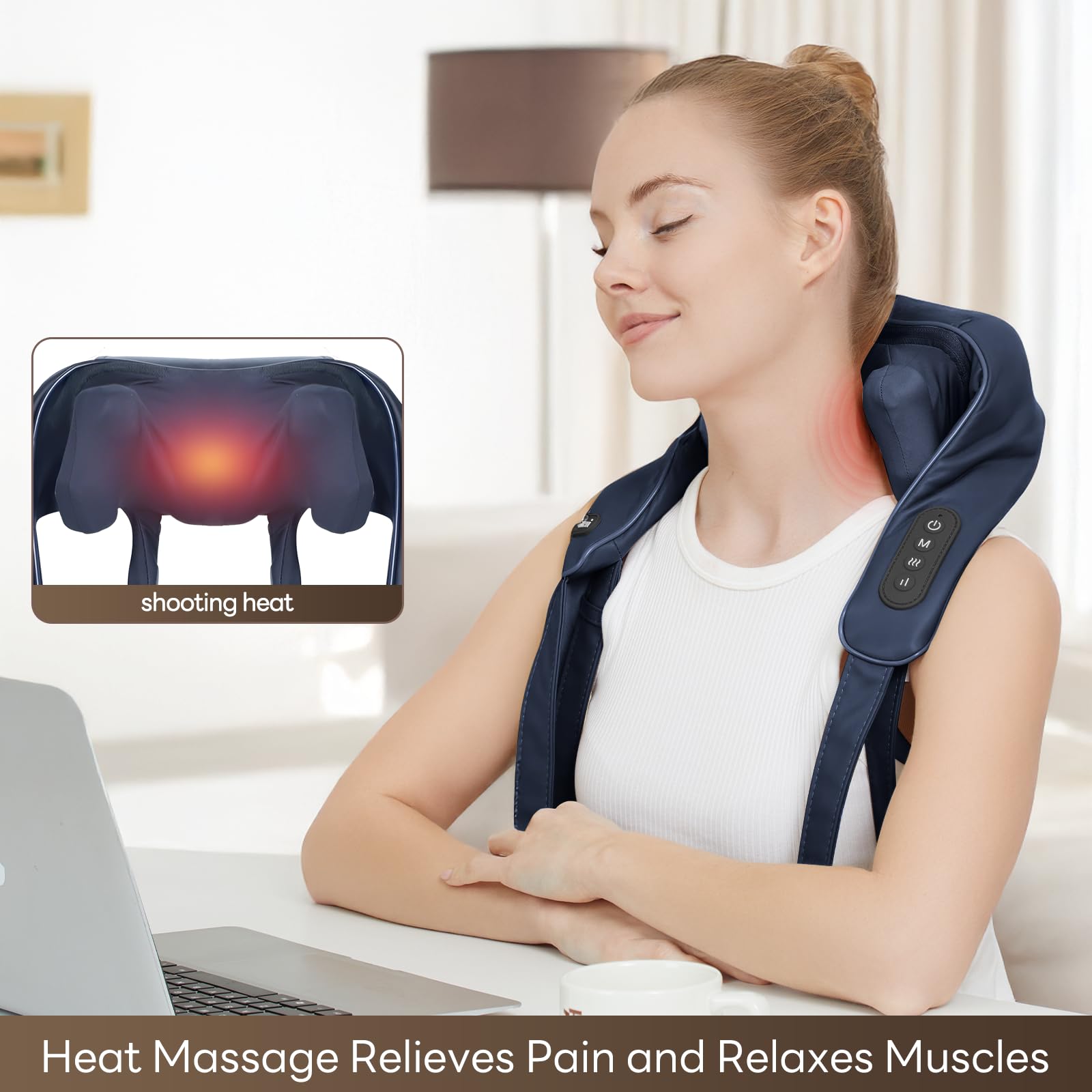 Two massage modes and two intensity levels for customizable neck relief.