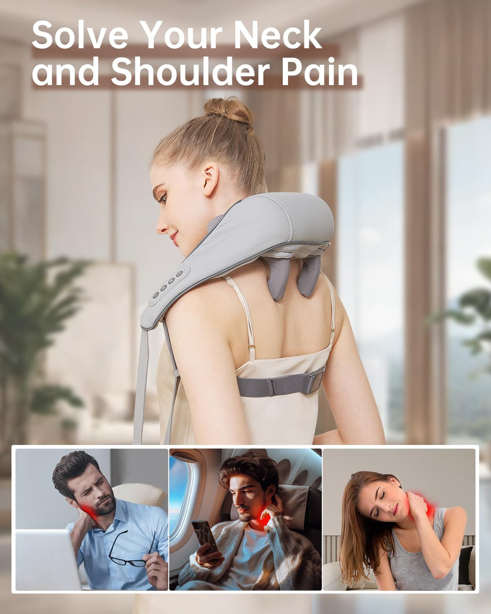PERLEVI massager side view showcasing portable cordless design for on-the-go relief