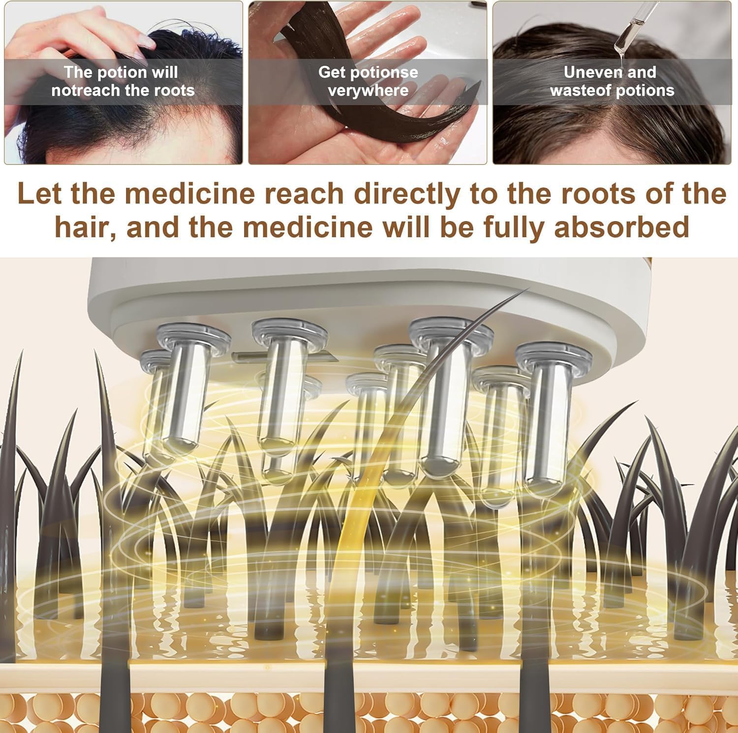 PERLLENT Hair Oil Applicator's compact ergonomic grip fits in hand or bag for travel.