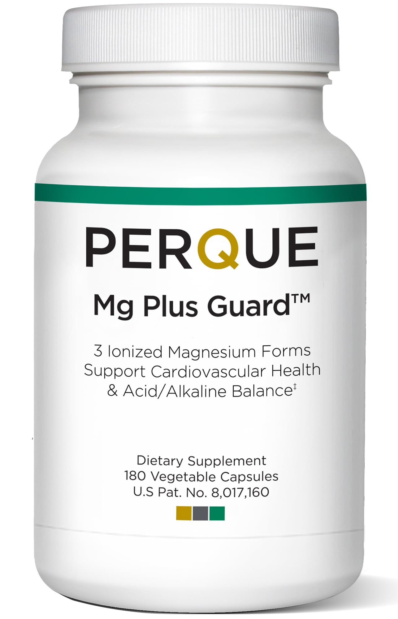 PERQUE Mg Plus Guard bottle showing daily wellness potential and smooth capsules