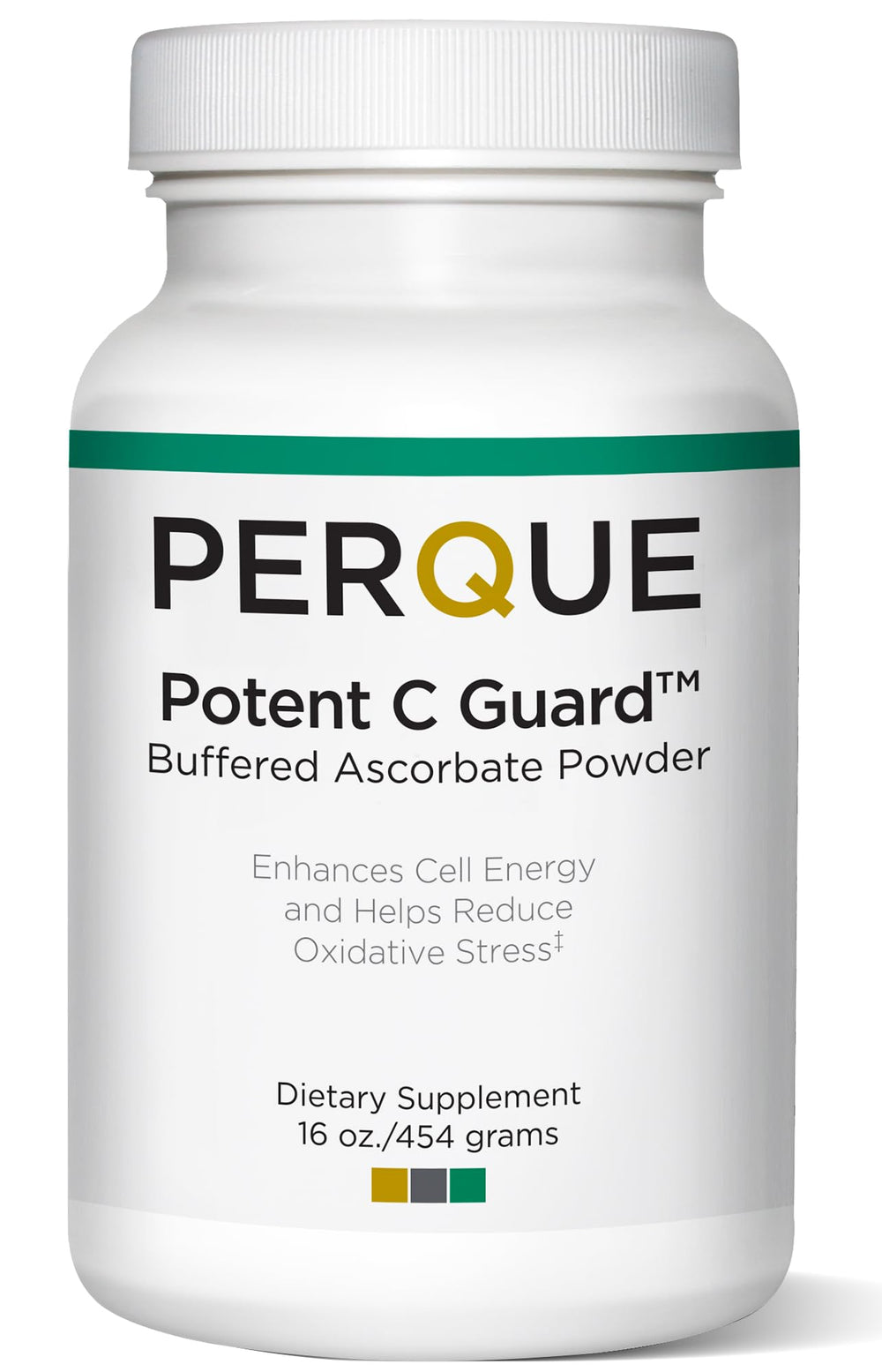 PERQUE Potent C Guard powder tub with pH-balanced buffered vitamin C for easy daily use