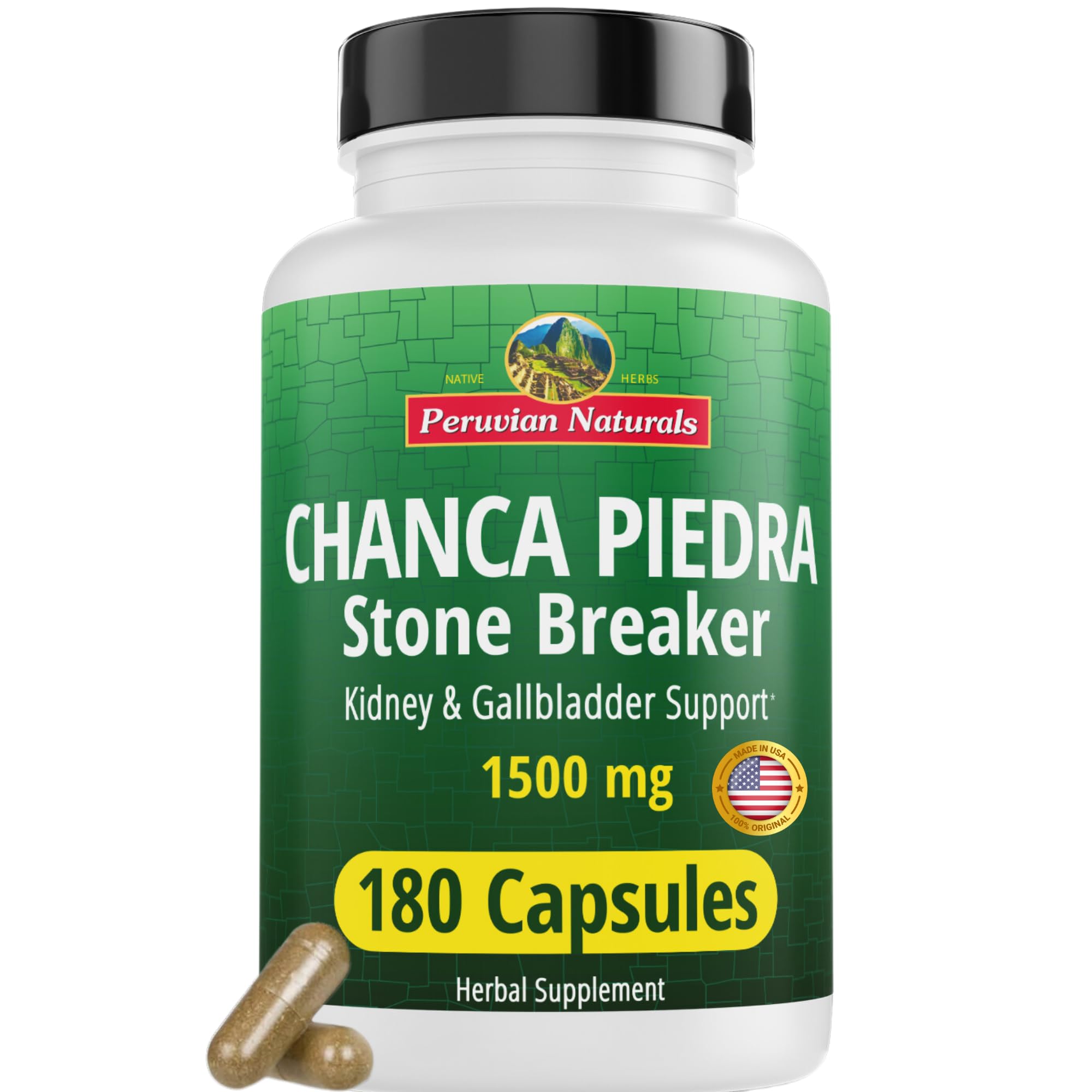 Peruvian Naturals Chanca Piedra stone breaker bottle front view for urinary health support