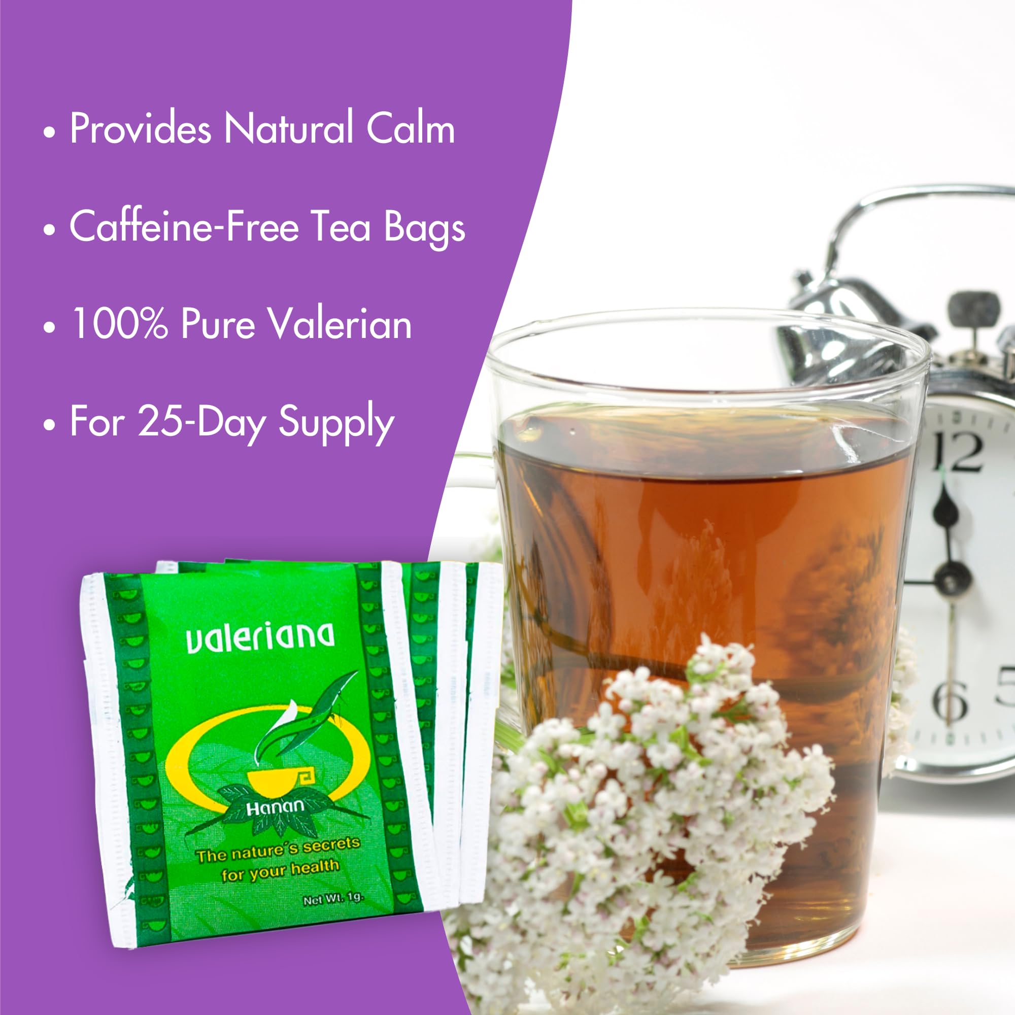 A warm cup of Hanan Valerian Tea ready to unwind after a long day