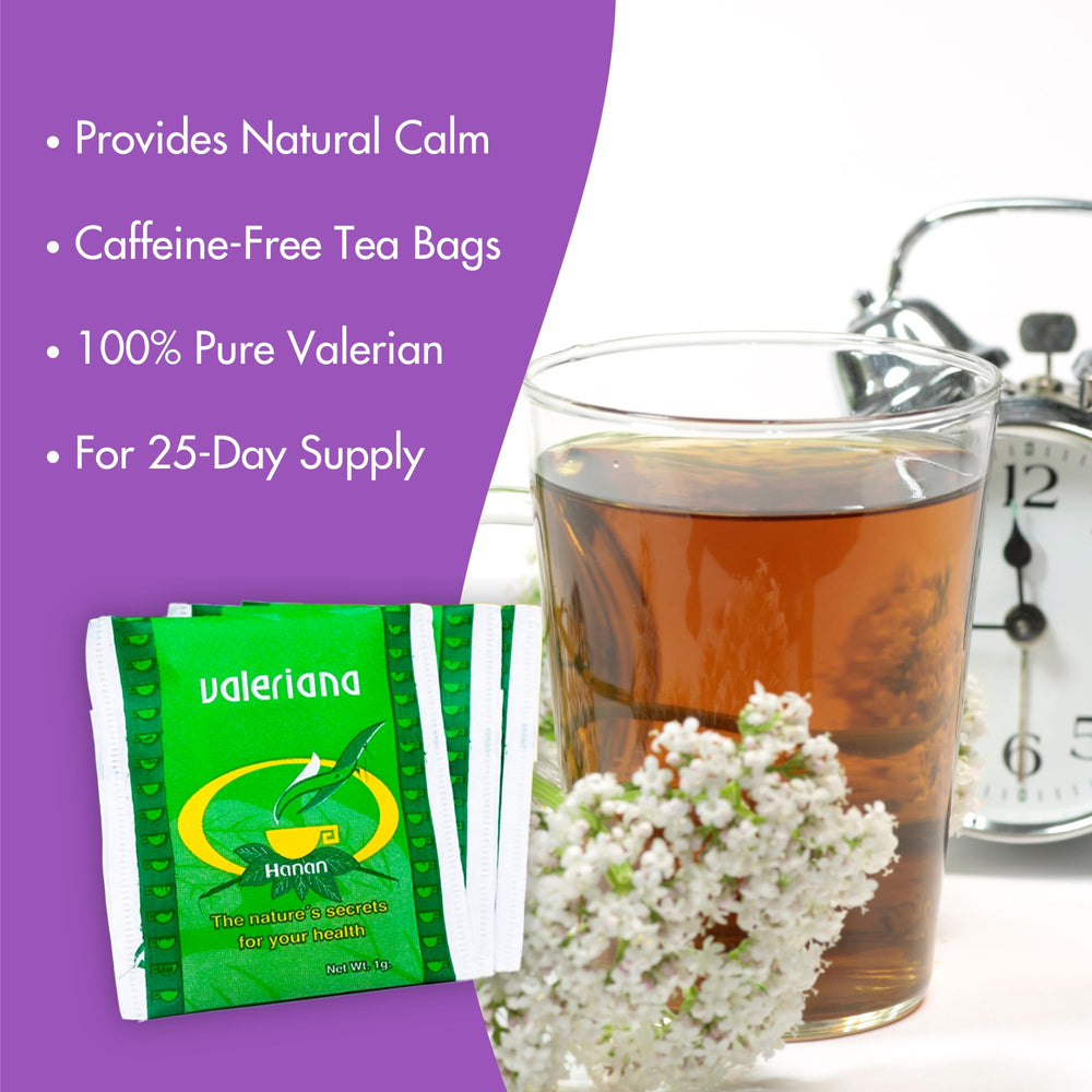 A warm cup of Hanan Valerian Tea ready to unwind after a long day