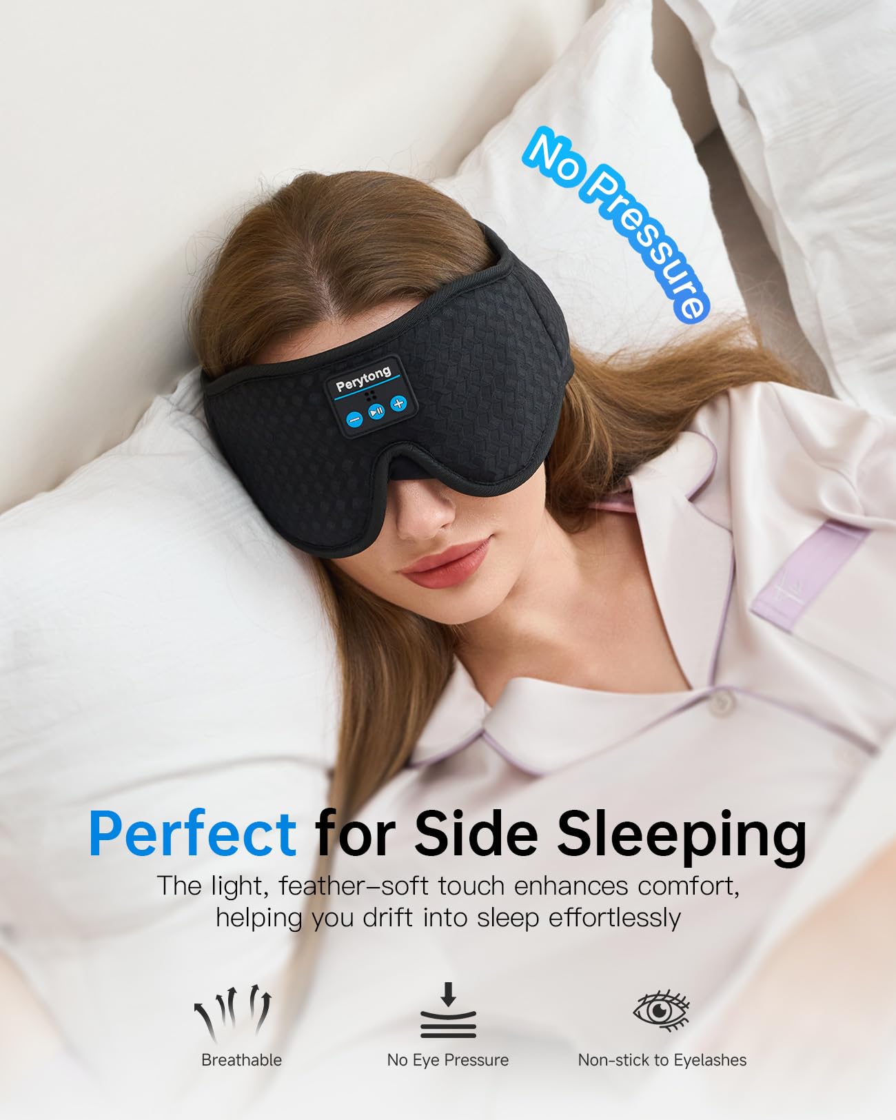 Perytong wireless sleep headphones mask ideal for on-the-go relaxation