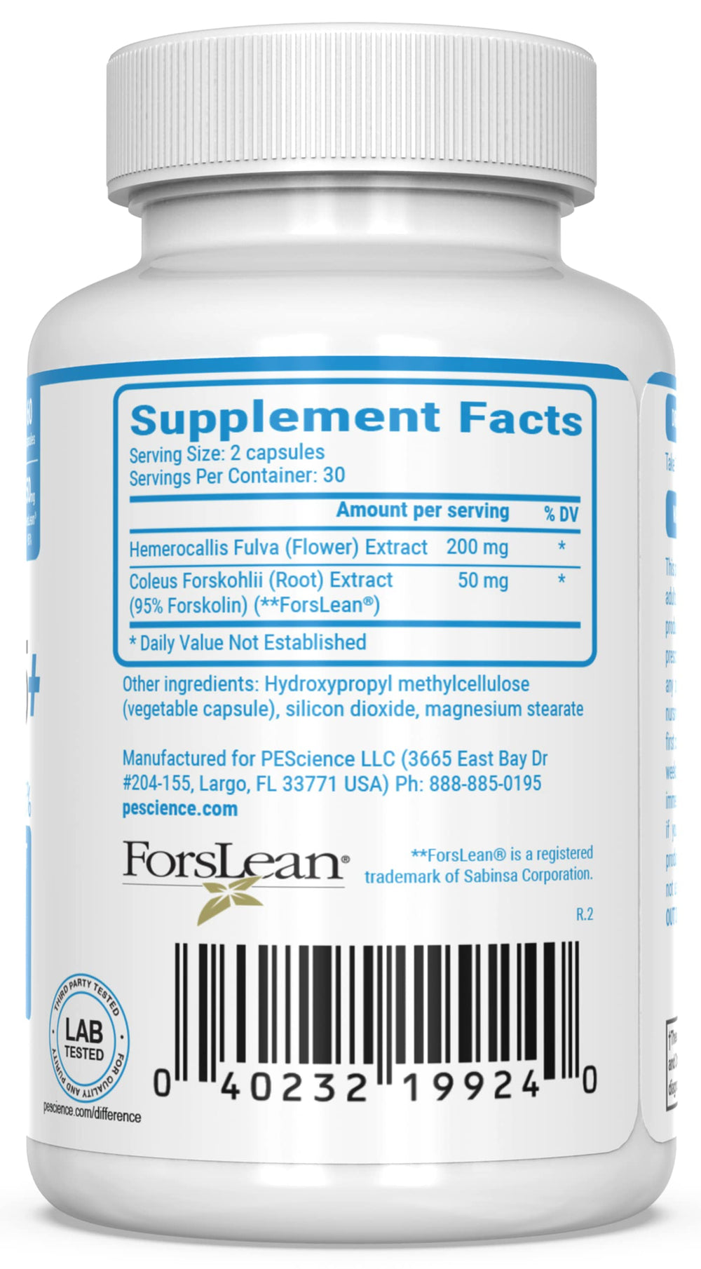 PEScience Forskolin-95 synergy with hemerocallis fulva noted in formula.