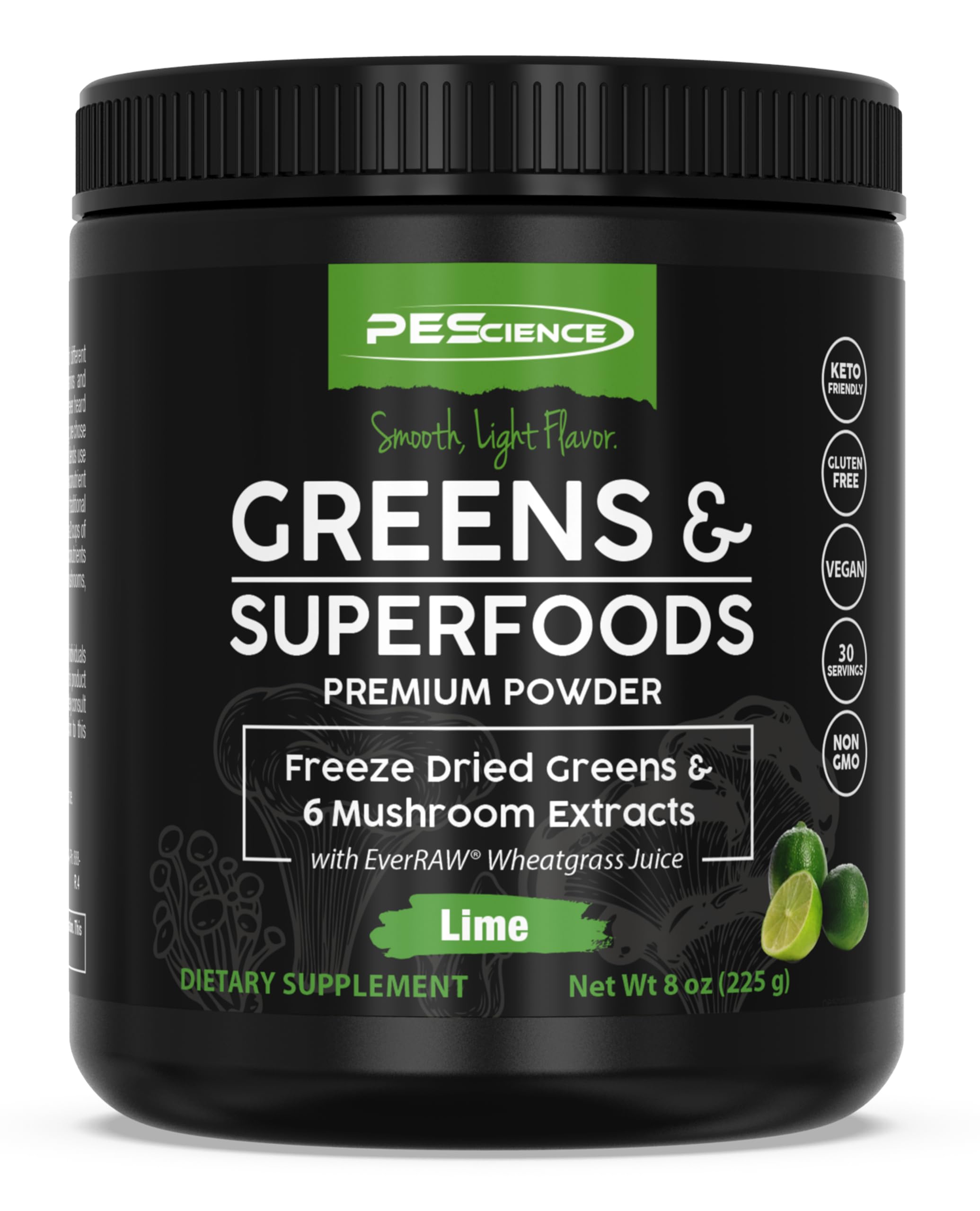 PEScience Greens Lime tub for refreshing daily greens and easy mixing.