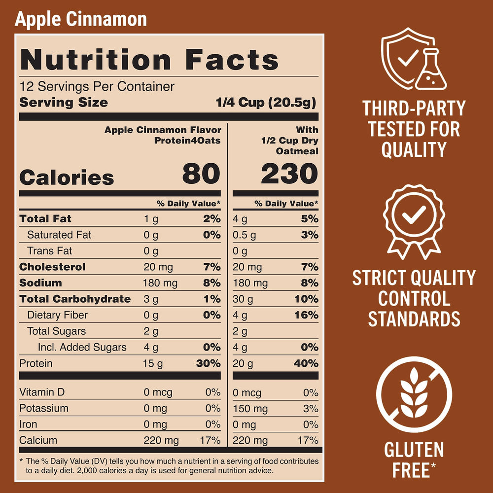 Porción de Protein4Oats sirviendo en tazón, proteína y carbohidratos equilibrados.