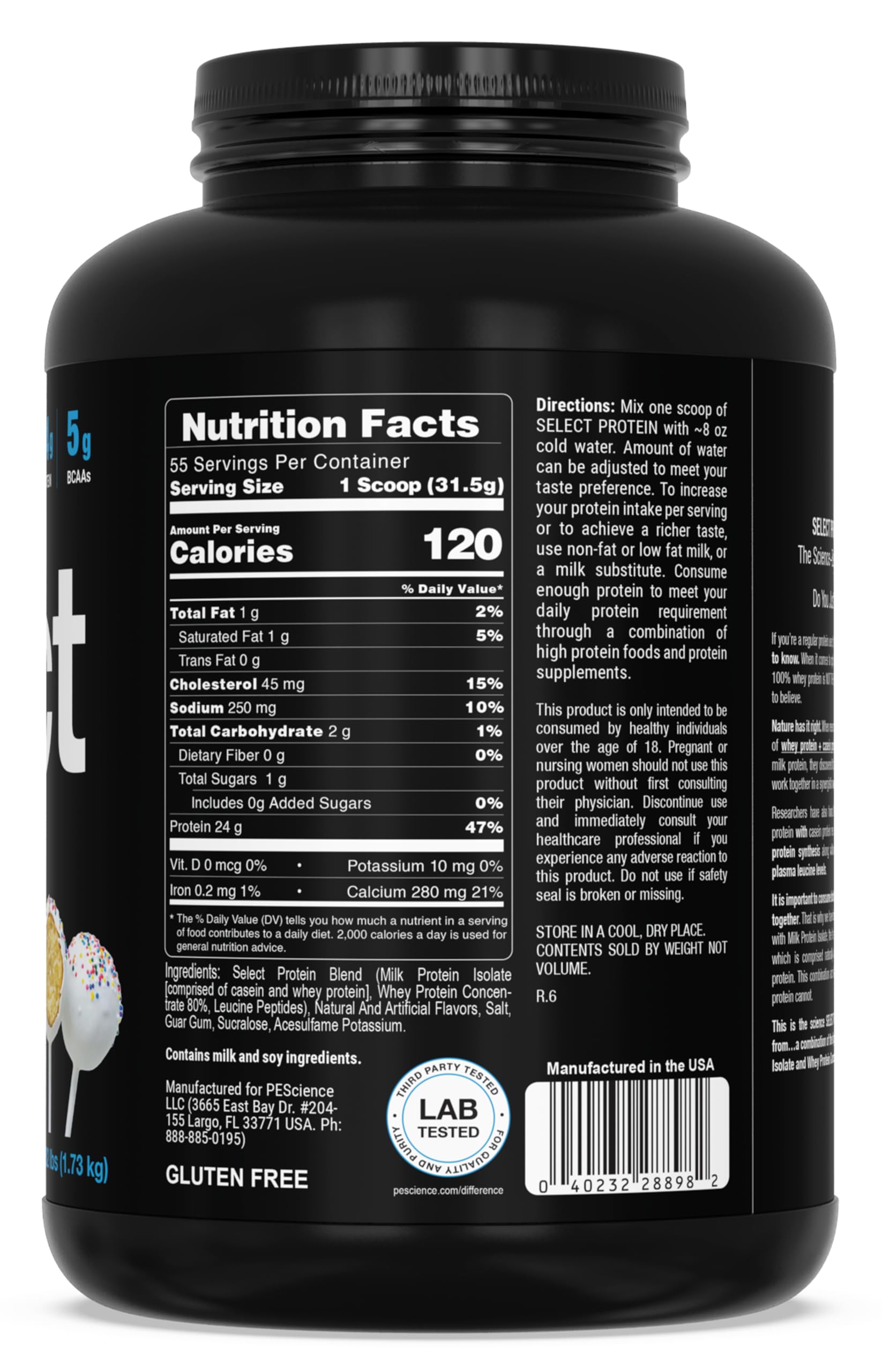 PEScience Select Cake Pop shake pour, creamy post-workout treat