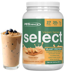 PEScience Select Vegan Protein Powder pea and rice blend with scoop for muscle support