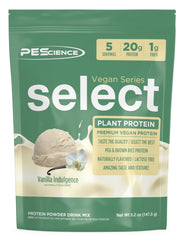 PEScience Select Vegan Vanilla Indulgence bottle for versatile post-workout protein
