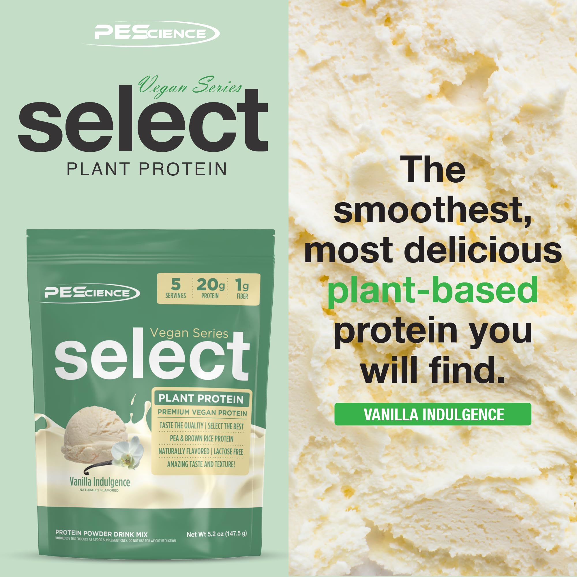 PEScience Select Vegan vanilla powder shake with smooth texture