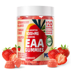 Pets Purest EAA Gummies strawberry bottle for easy daily amino acid support