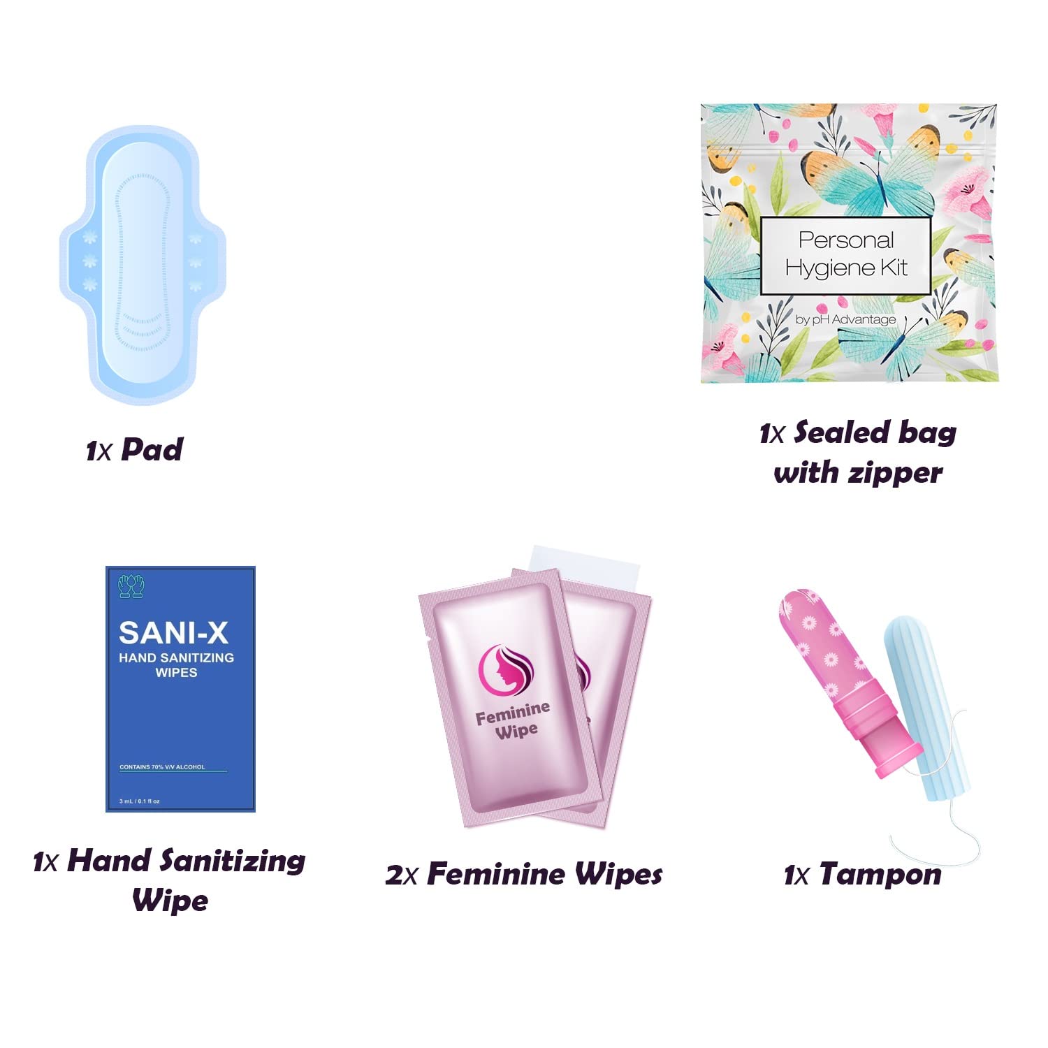 pH Advantage period kit sanitary pad in compact discreet daily-use case