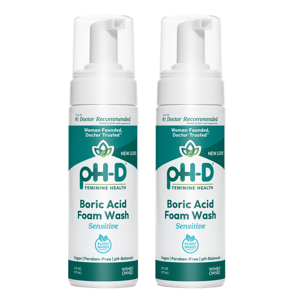 pH-D Boric Acid Foam Wash bottle front view for gentle external cleansing