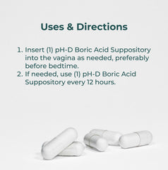 ph-d boric acid suppositories box image showing packaging and safety standards