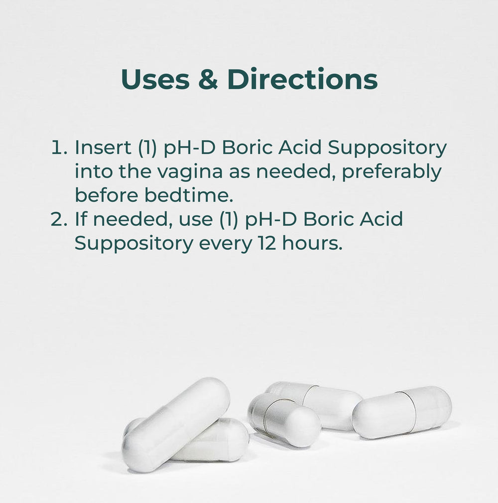 pH-D boric acid suppositories dispensing image for easy insertion