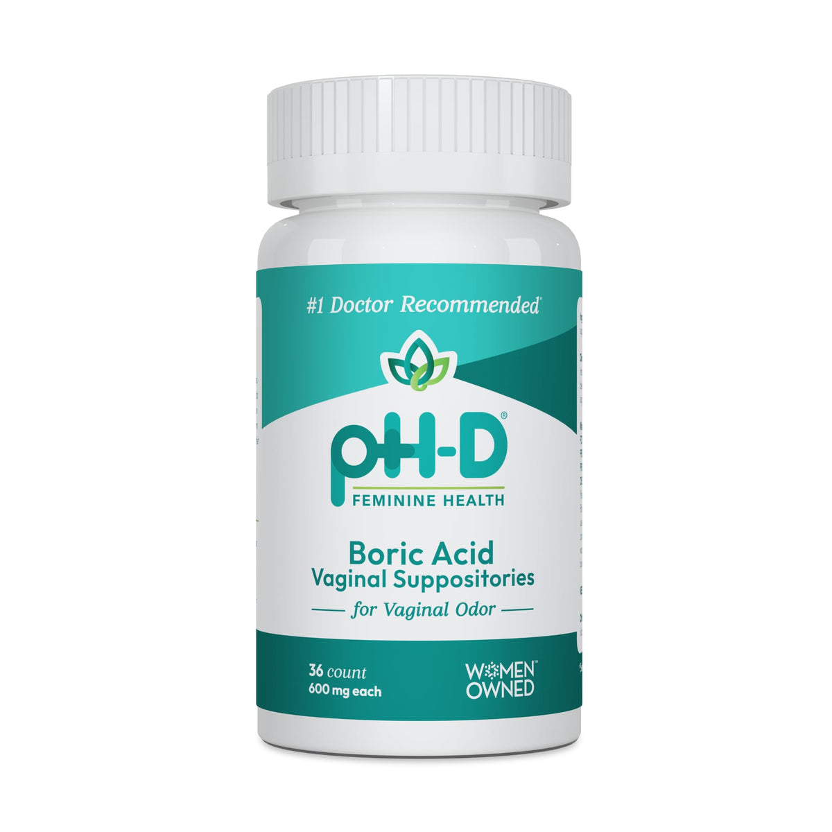 pH-D boric acid suppositories packaging with safety labels for informed use