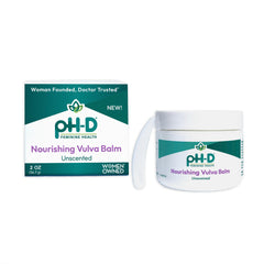 pH-D Feminine Health Support vulva balm jar front view for moisturized skin