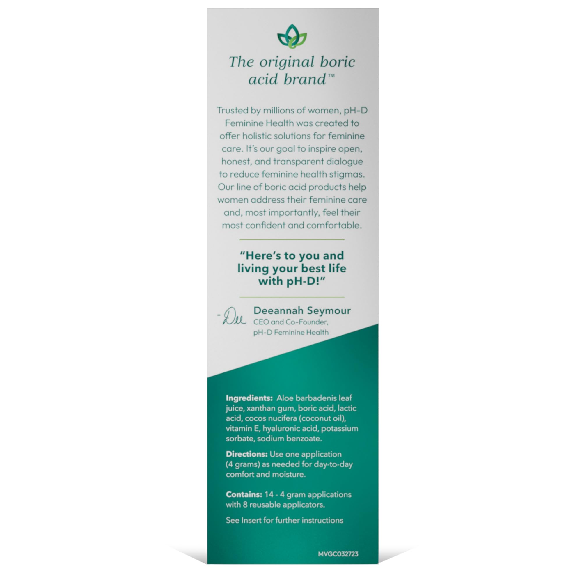 vegan and pH-balanced labeling on pH-D Feminine Health product