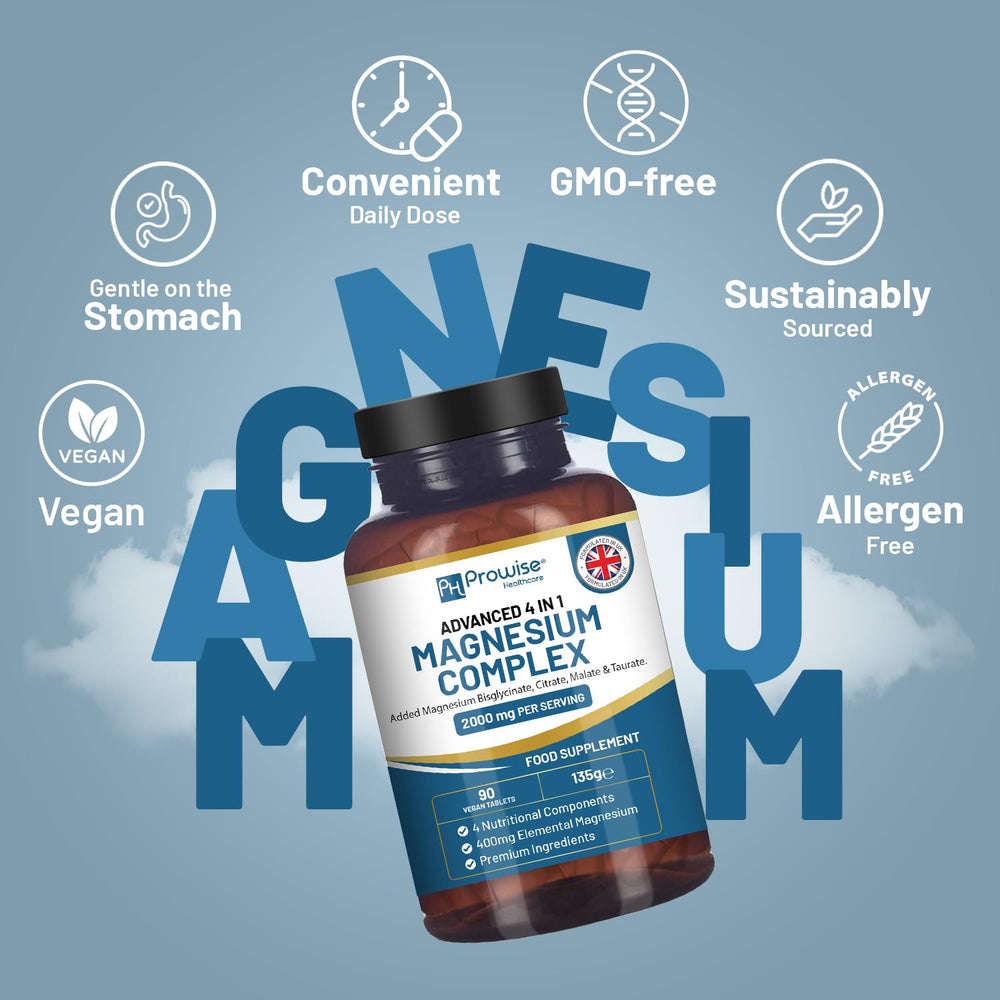 PH PROWISE Magnesium Glycinate 4-in-1 label highlights ingredients and benefits.
