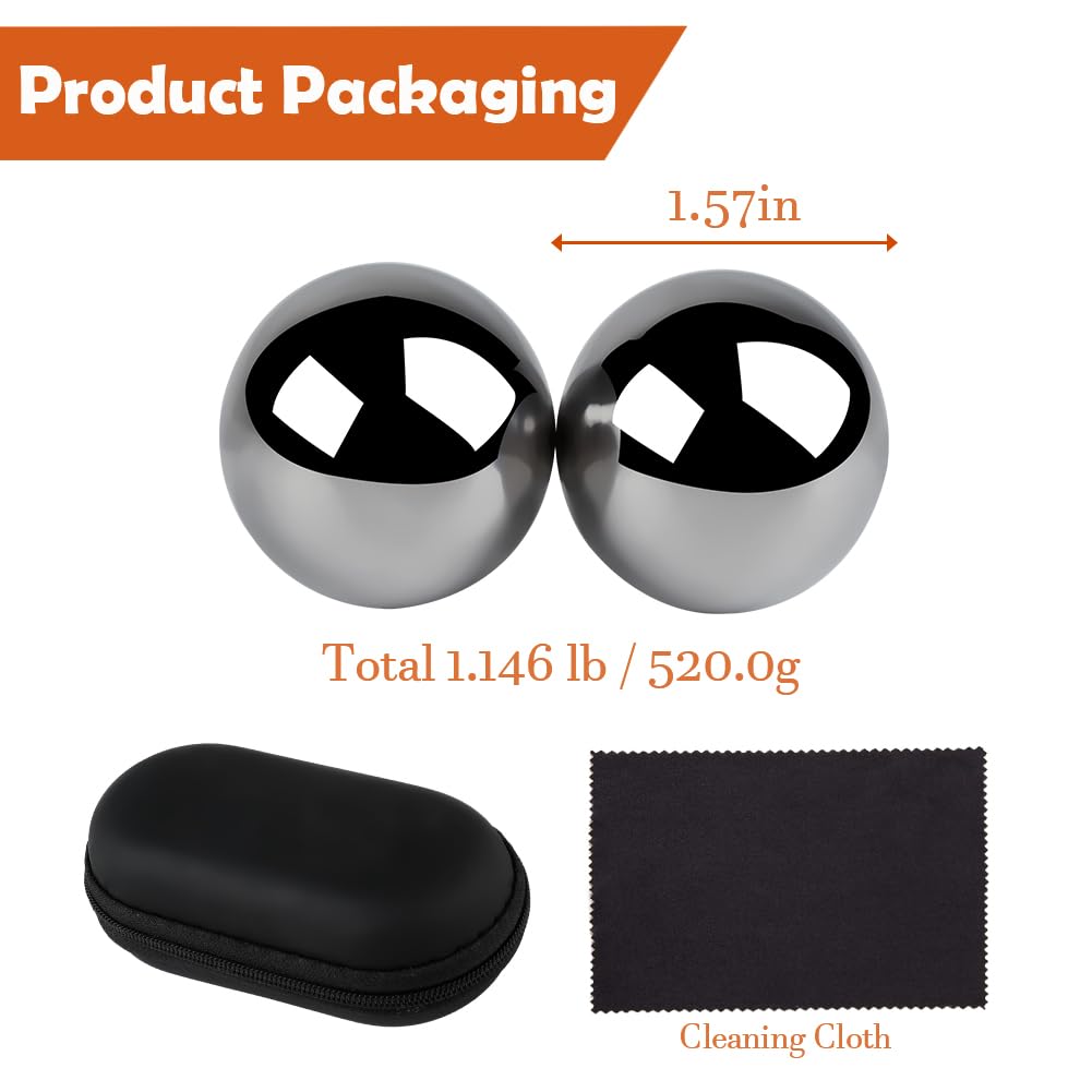 Phaicoilo hand-therapy stainless-steel Baoding balls for durable dexterity practice.