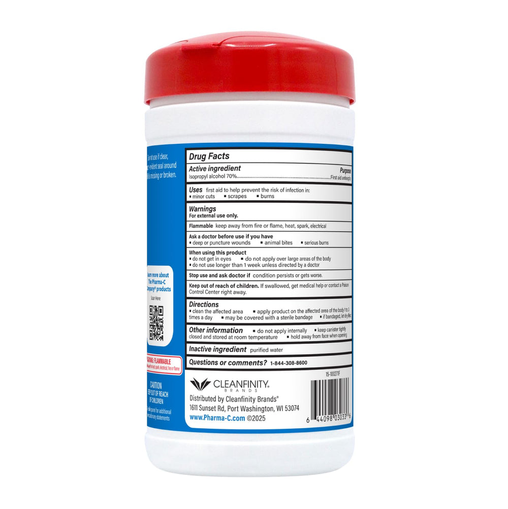 The Pharma-C Company IPA wipes low-lint sheets reduce residue after use