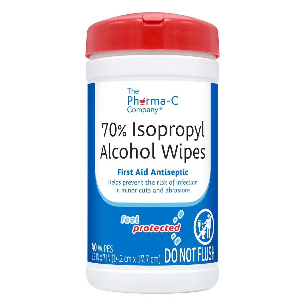 The Pharma-C Company 70% IPA wipes moisture-lock lid keeps wipes fresh during home or on-the-go use