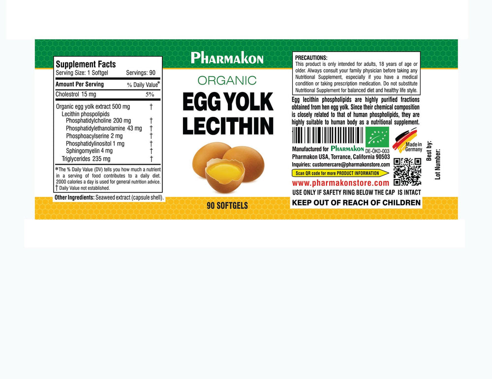 PHARMAKON Organic Egg Yolk Lecithin softgels ready for convenient daily intake
