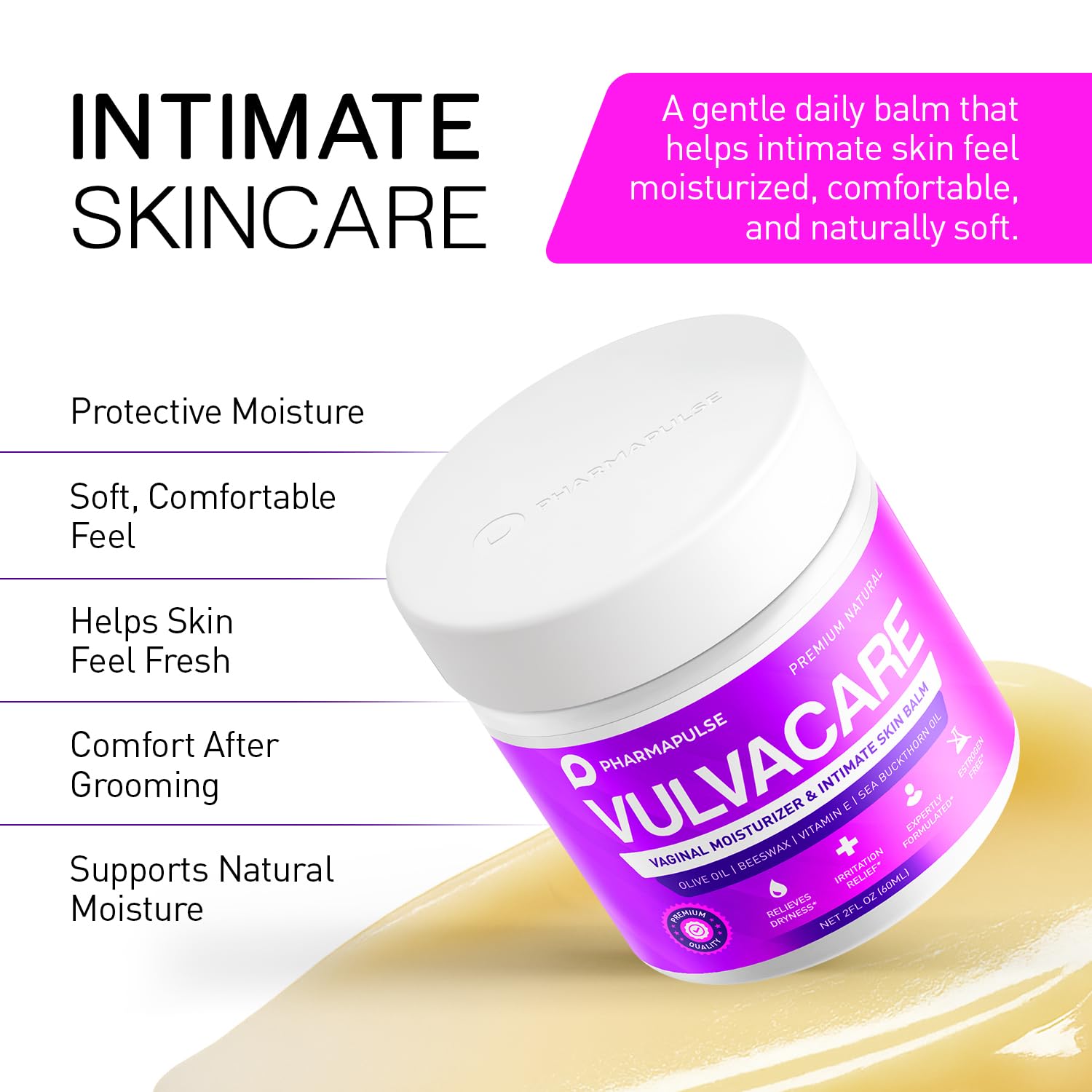 Pharmapulse Vaginal Moisturizer packaging labels emphasize hormone-free formula.