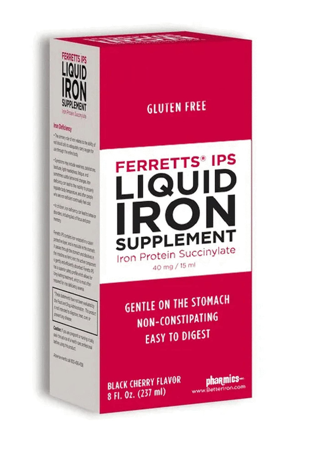 Pharmics Ferretts IPS liquid iron bottle with easy pour for gentle iron intake