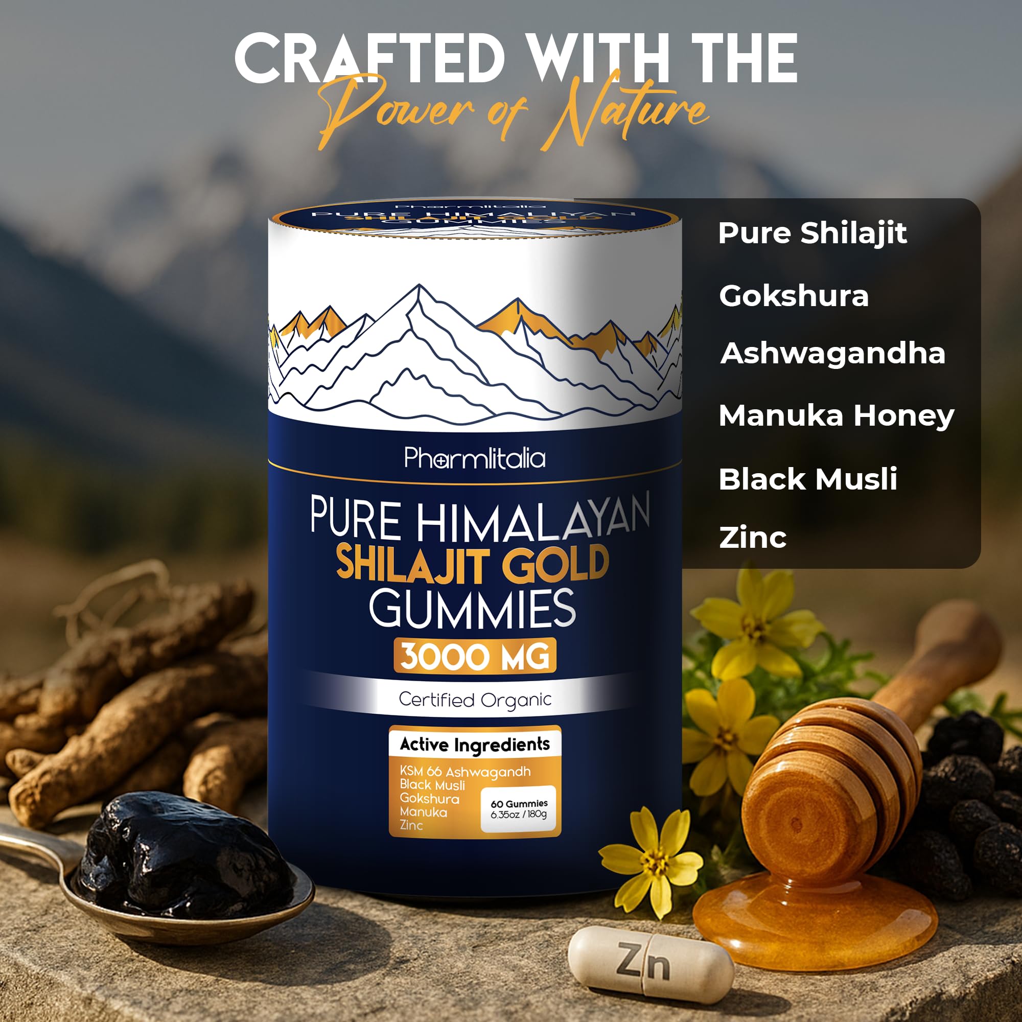 Gummies with Ashwagandha blend signaling balanced energy for busy days