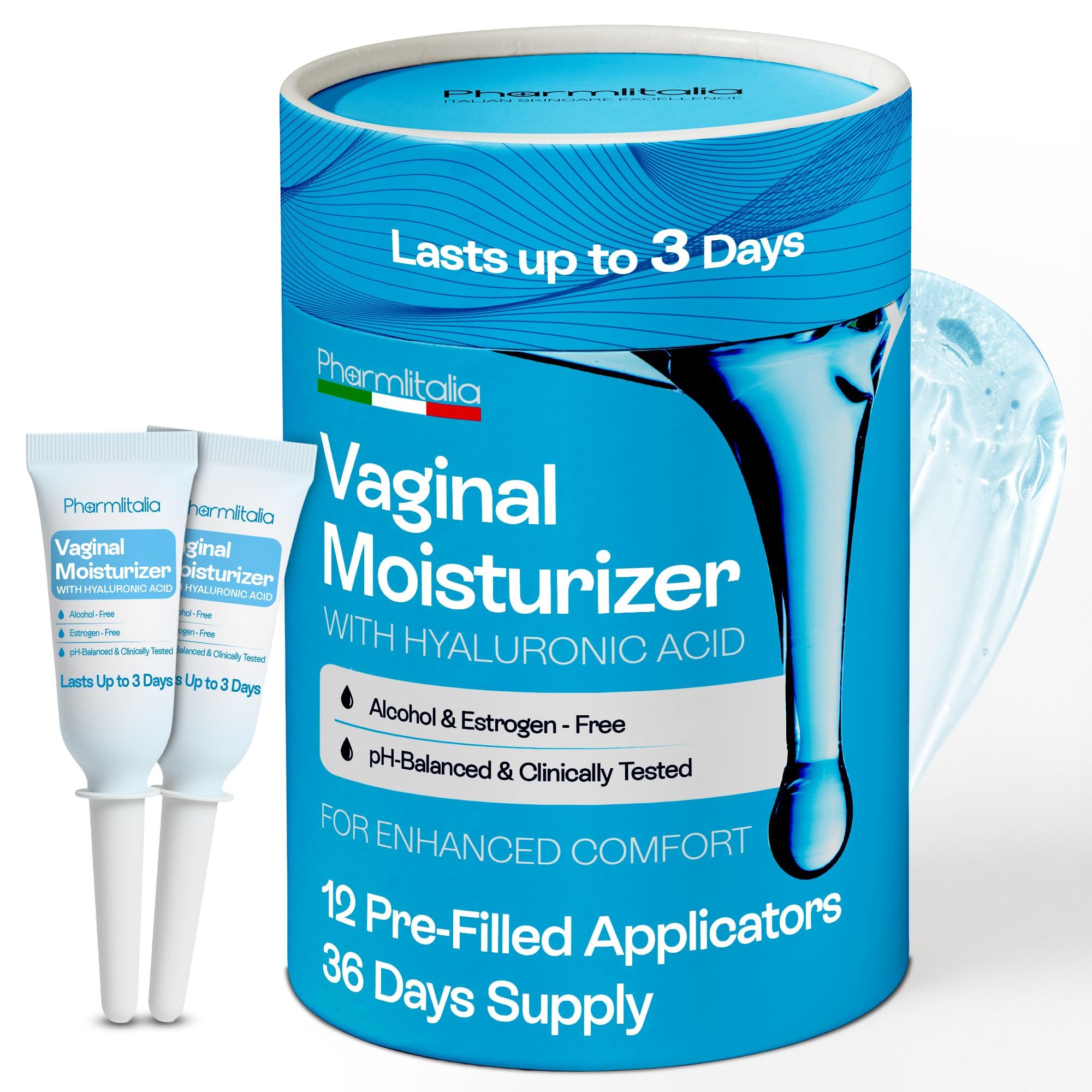 Pharmlitalia Vaginal Moisturizer Gel bottle close-up showing long-lasting hydration