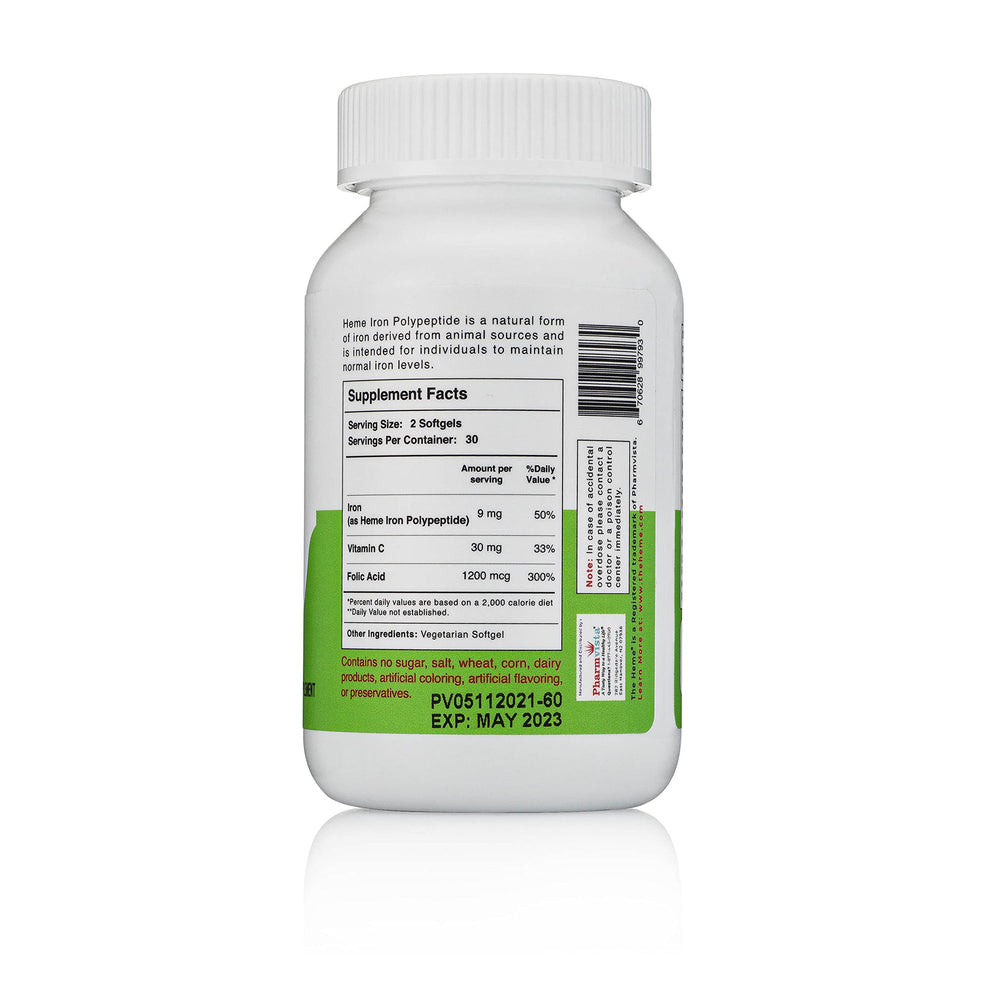 Pouring TheHeme softgels for easy daily dosing after meals