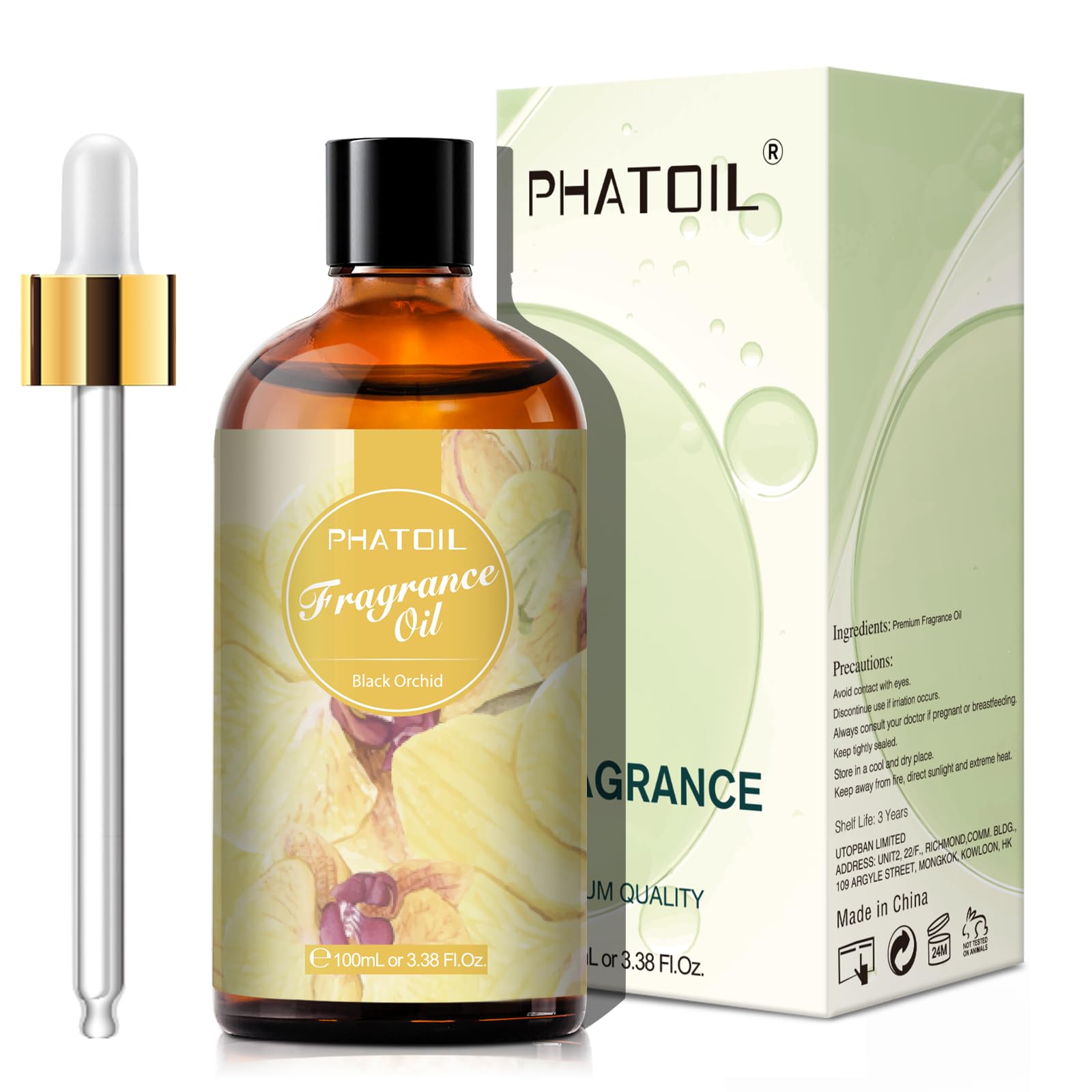PHATOIL Black Orchid con cuentagotas para uso preciso en difusor.