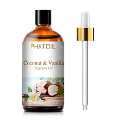 PHATOIL Coconut & Vanilla fragrance oil bottle with UV coating and dropper.