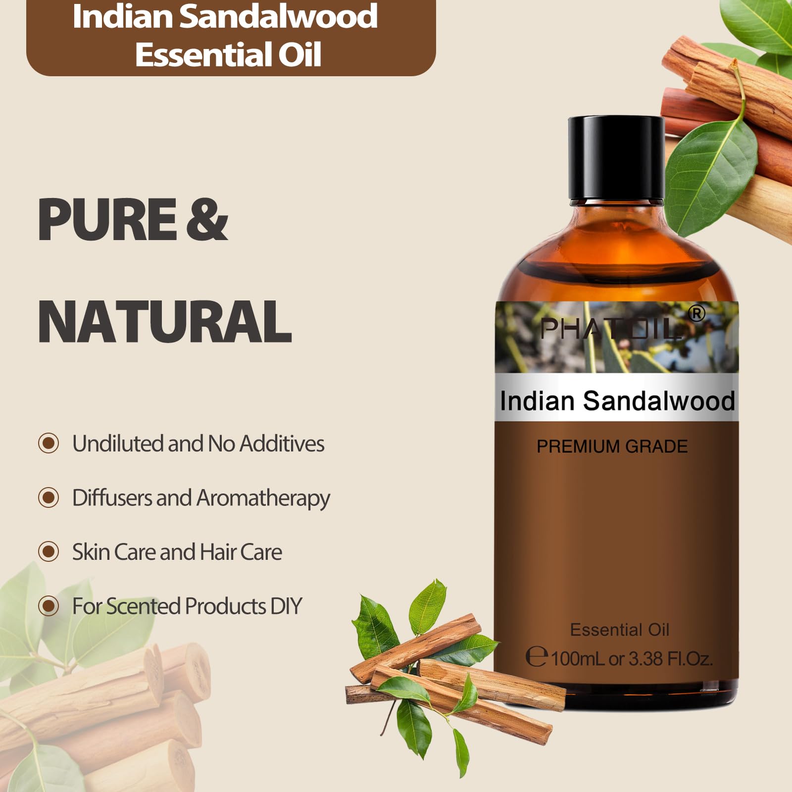 PHATOIL Indian Sandalwood oil in diffuser for calming ambiance