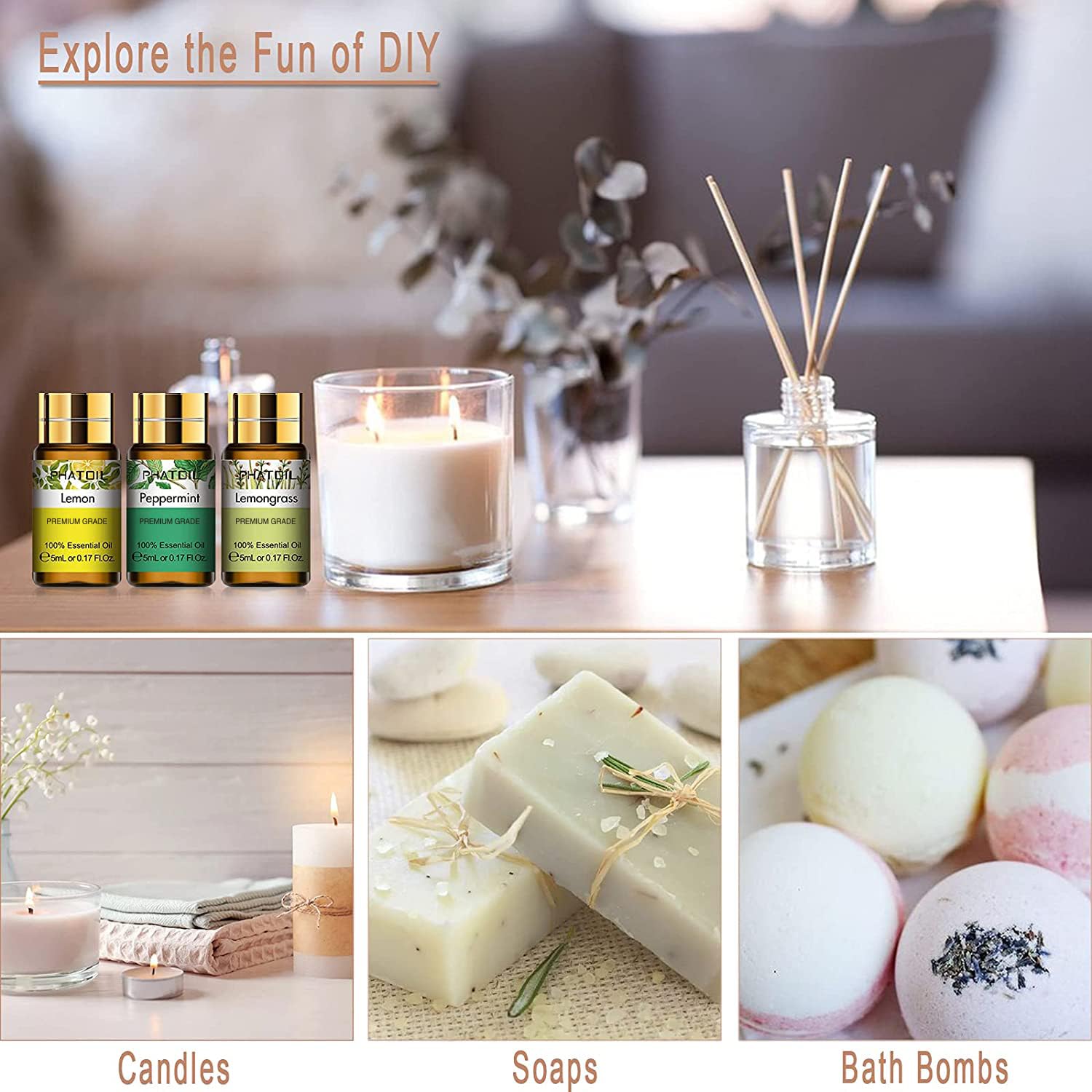 PHATOIL lemongrass oil bottle adding crisp citrus notes