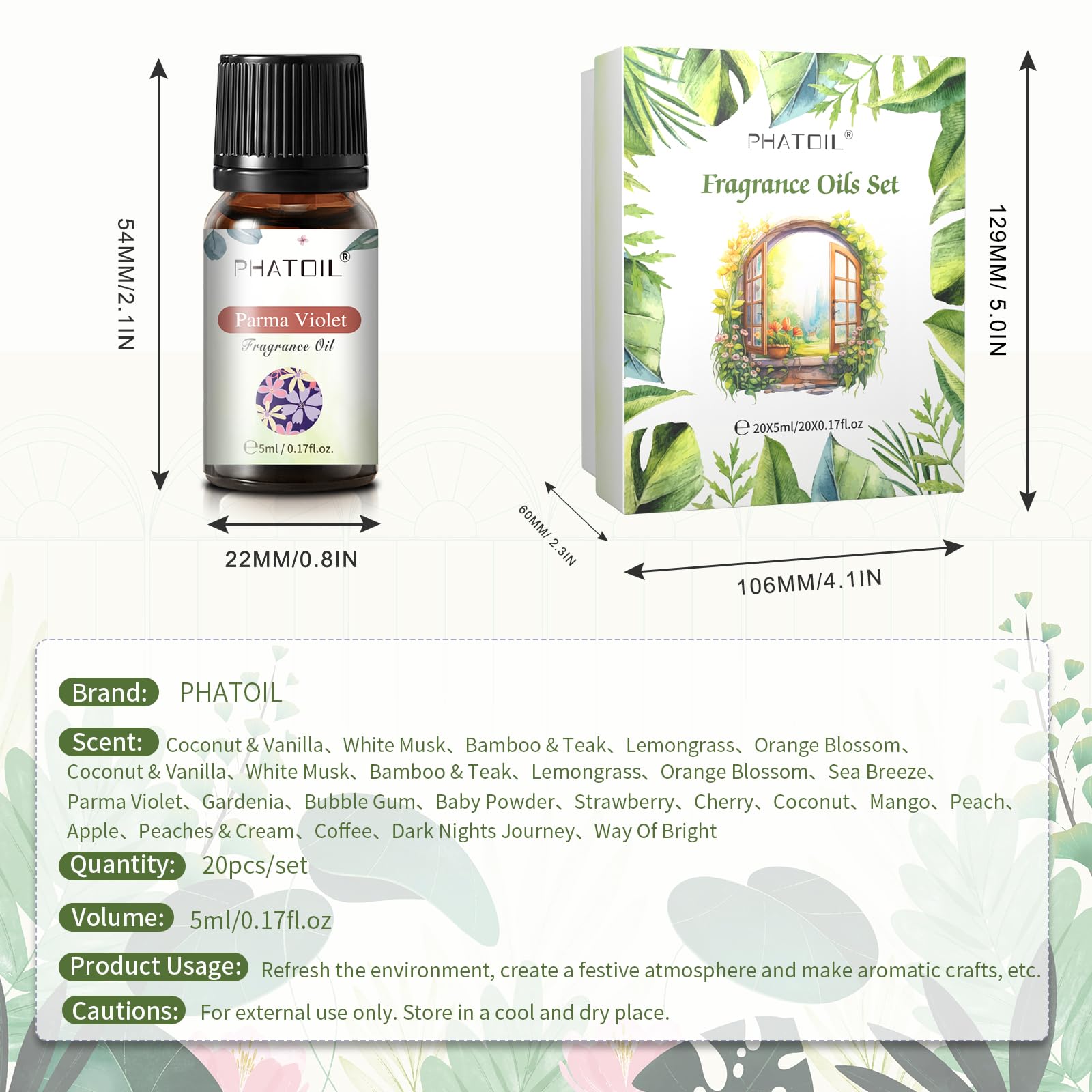 PHATOIL orange blossom fragrance oil bottle for fresh-air ambiance.