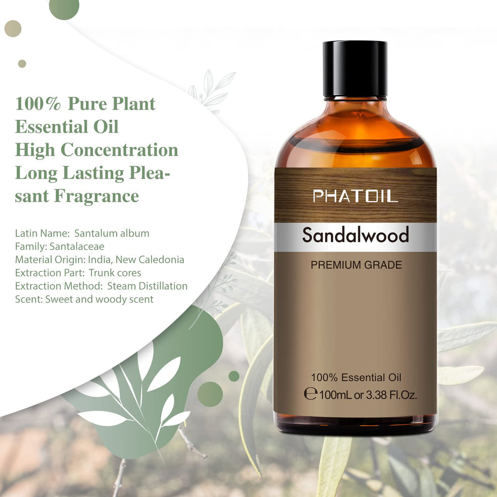 PHATOIL Sandalwood Oil diffuser use highlights calming ambience.