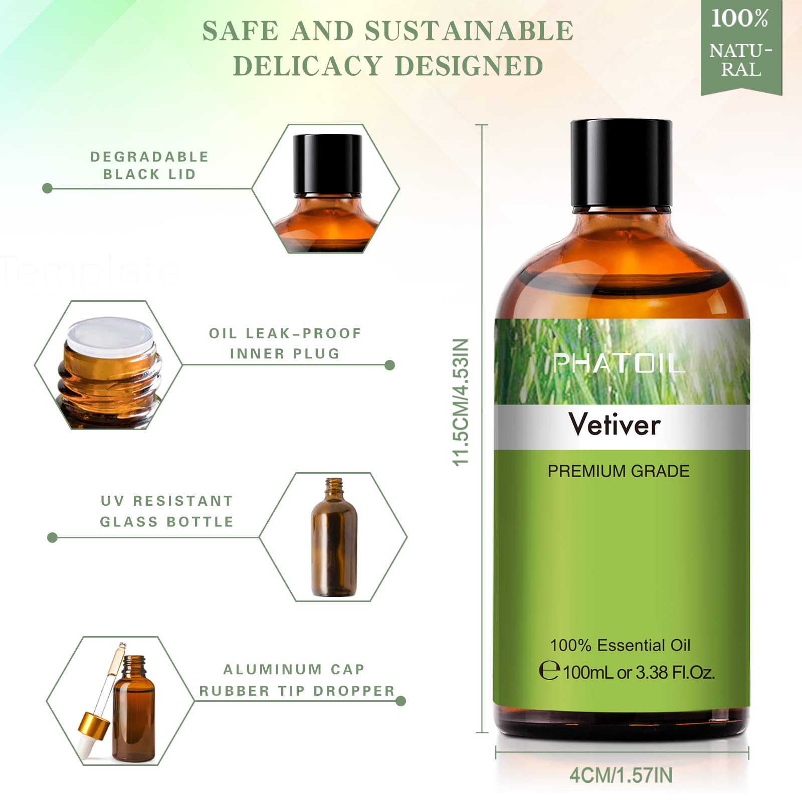 PHATOIL Vetiver oil ideal for room diffusers and humidifiers at home