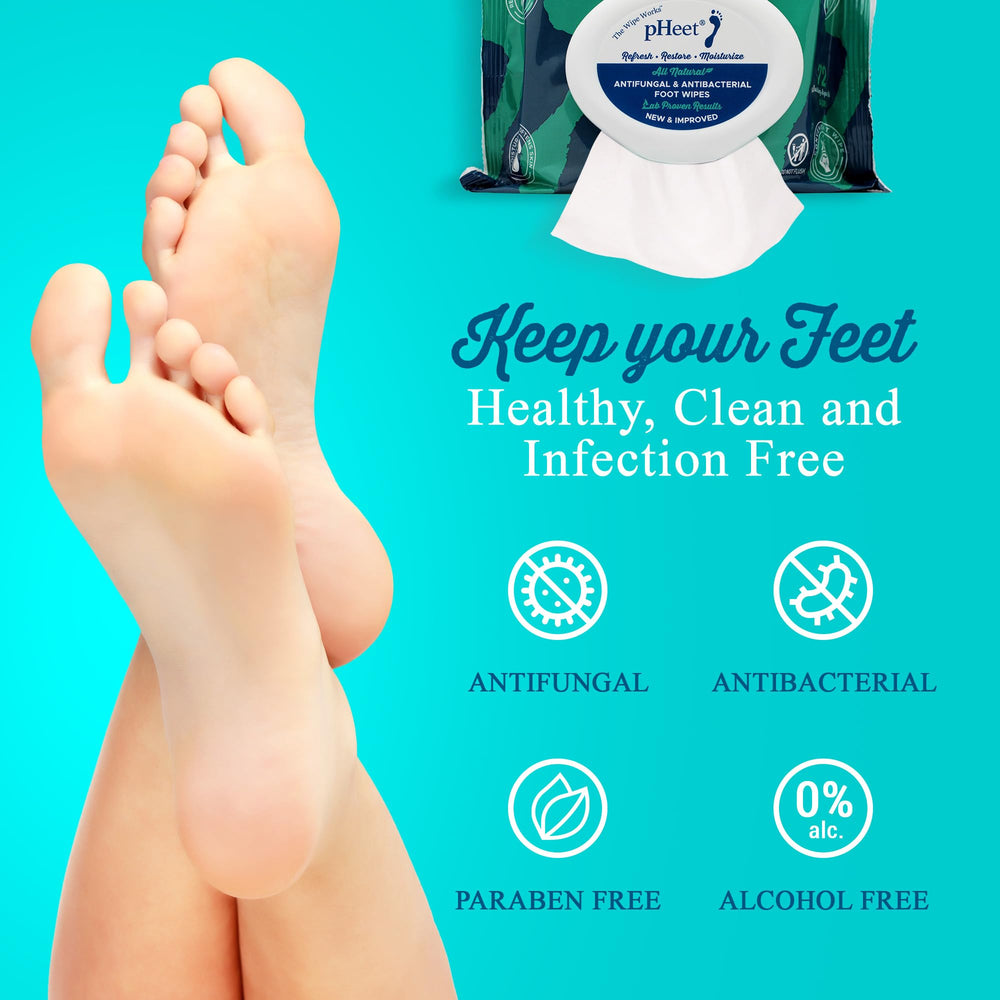 pHeet Foot Wipes anti-fungal formula highlights protection and cleansing