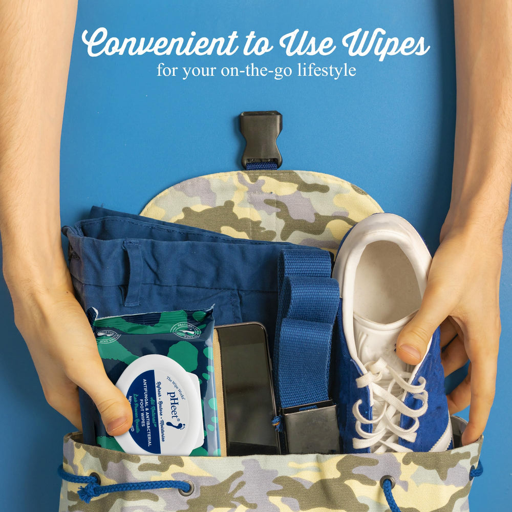 pHeet Foot Wipes gym bag use for post-workout clean