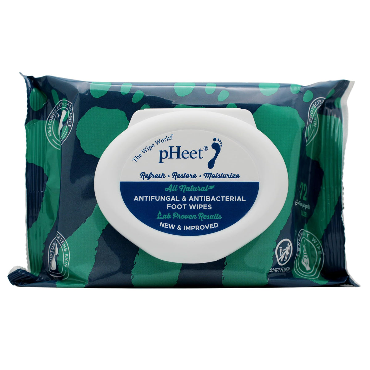 pHeet Foot Wipes packaging ready for on-the-go foot care and hygiene