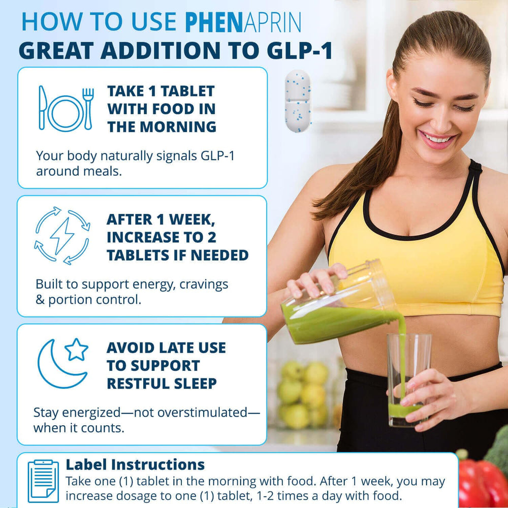 PhenAprin fat burning ingredients display focusing on L-Phenylalanine and caffeine.